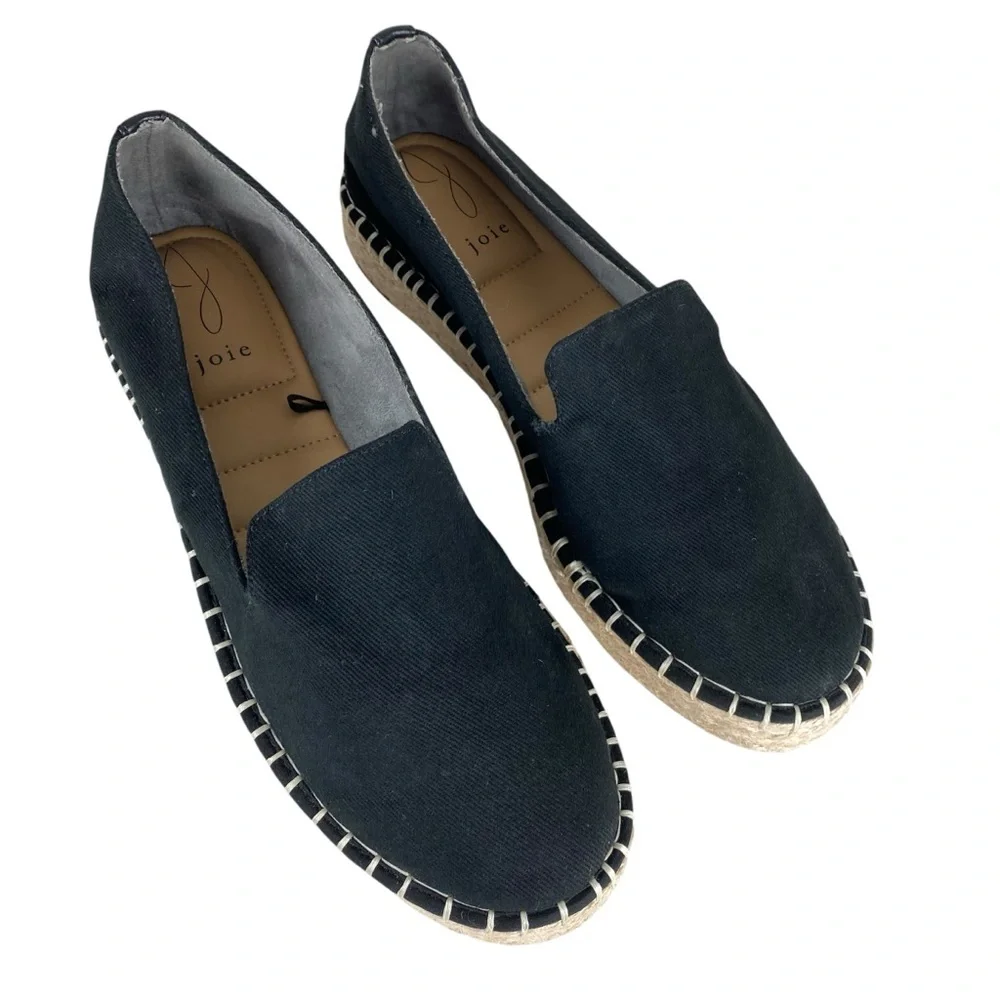 Joie Cara Espadrille Black Slip On Loafers Flats Women’s Size 9.5